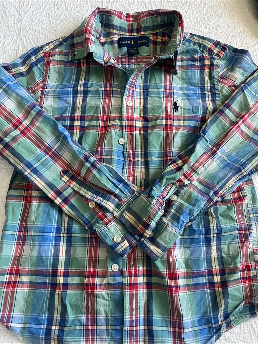 Ralph Lauren Boys Plaid Button-Down Shirt medium 10/12